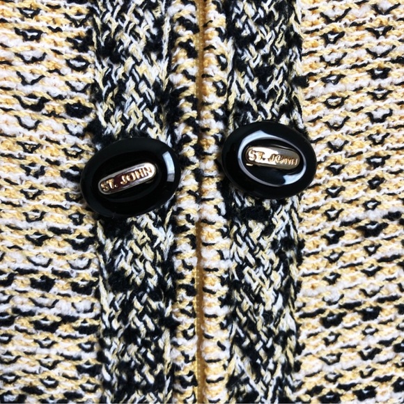 St John Marie Gray Knit Suit Jacket & Pencil Skirt 2pc Yellow Black Sz 6 - Picture 6 of 8